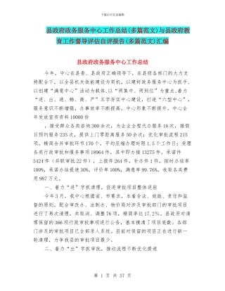 县政府政务服务中心工作总结与县政府教育工作督导评估自评报告(多篇范文)汇编