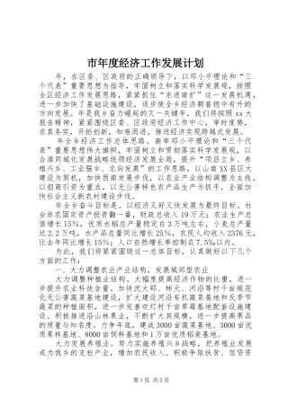 市年度经济工作发展计划 