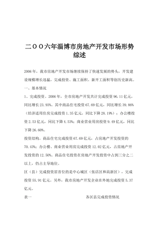 某市房地产开发市场形势综述