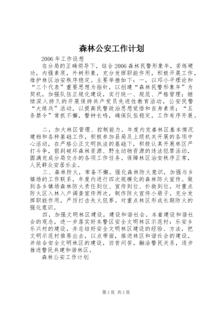 森林公安工作计划 