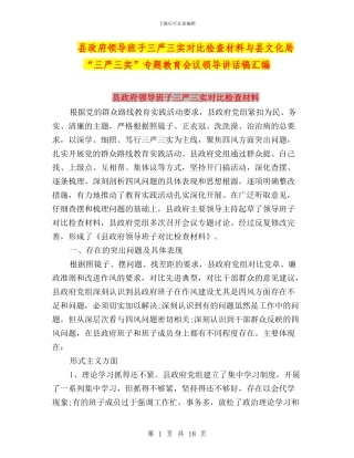 县政府领导班子三严三实对照检查材料与县文化局“三严三实”专题教育会议领导讲话稿汇编
