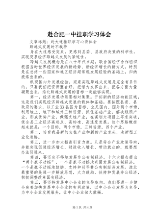 赴合肥一中挂职学习体会