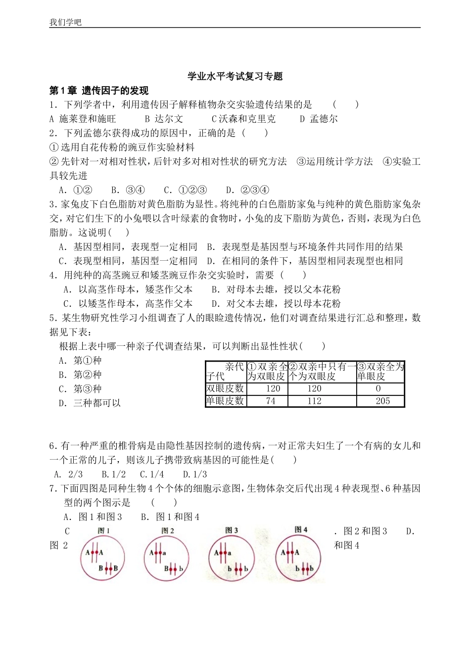 必修二_遗传与进化_会考题_第1页