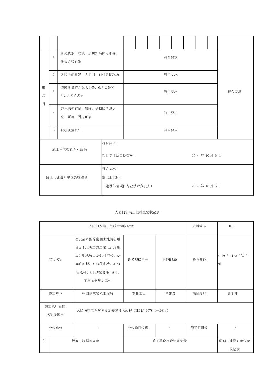 人防门安装工程质量验收记录_第3页
