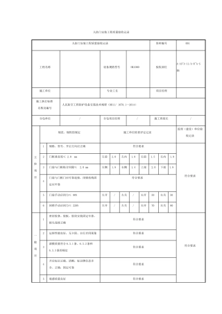 人防门安装工程质量验收记录