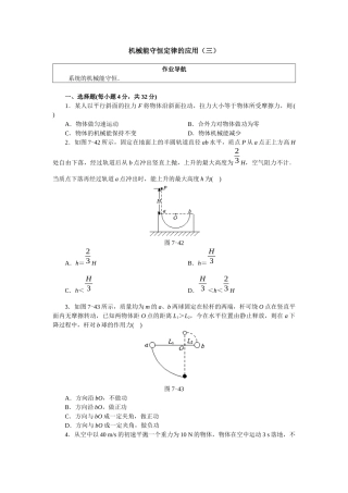 机械能守恒定律的应用(三)