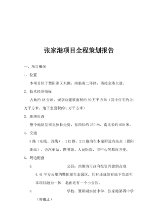 某某地产项目全程策划报告分析