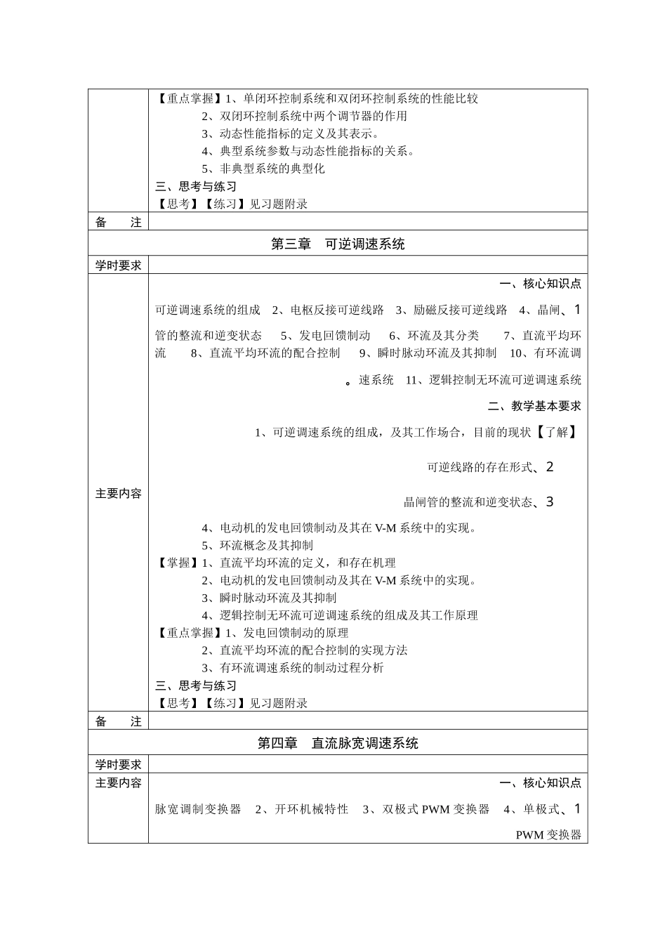 电力拖动自控系统课程教学基本要求_第3页