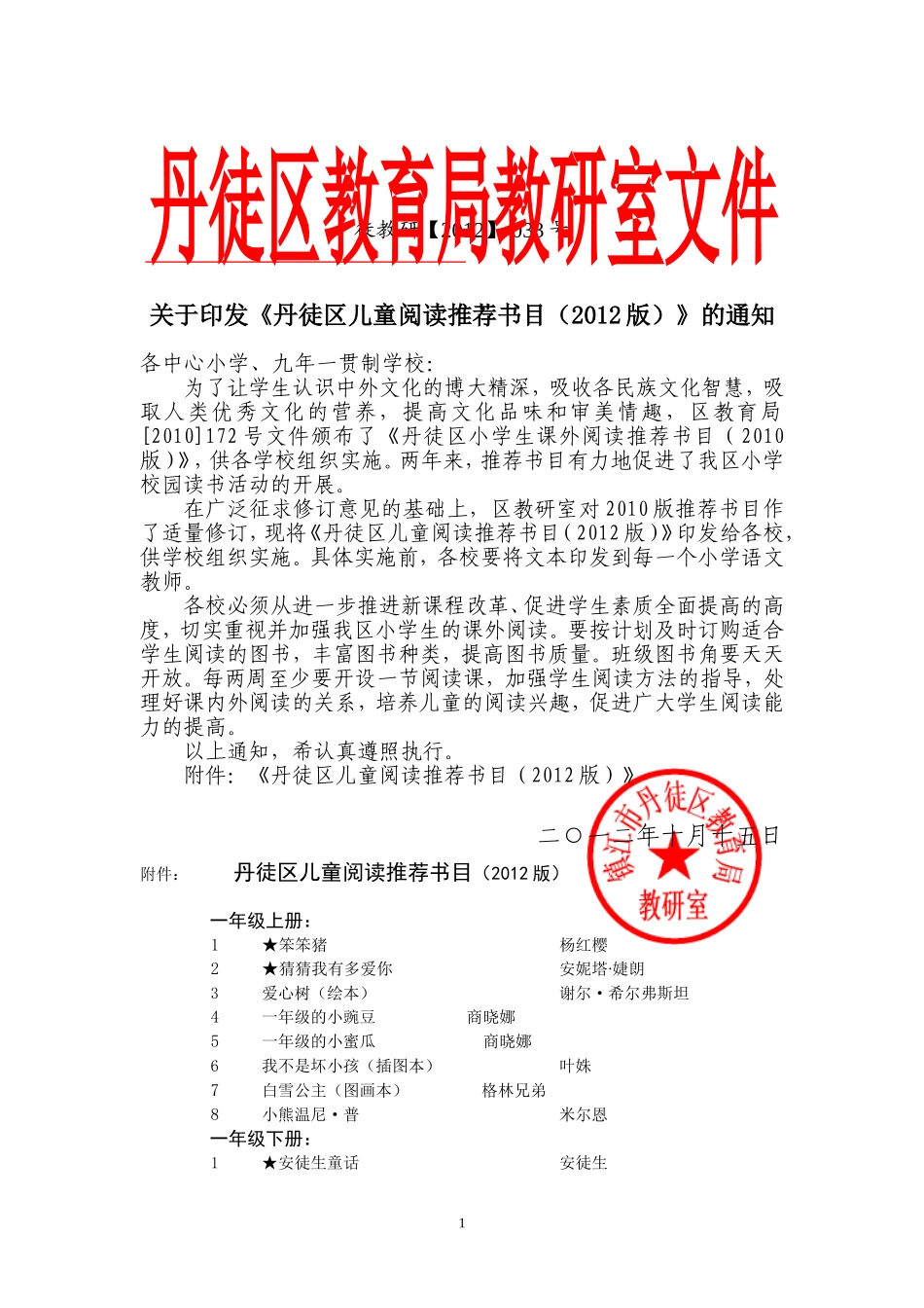 课外阅读推荐书目_第1页