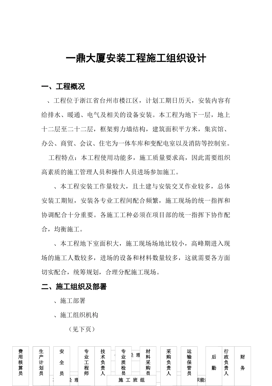 一鼎大厦安装工程施工组织设计_第1页