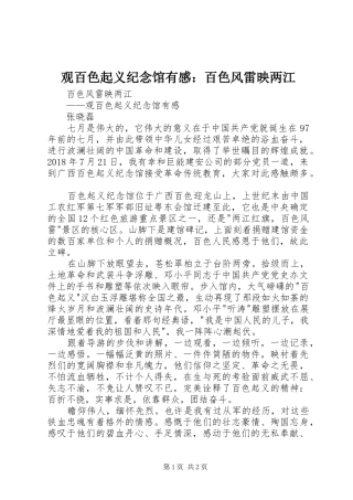 观百色起义纪念馆有感：百色风雷映两江