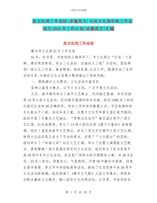 县文化局工作总结与县文化局年终工作总结与2024年工作计划(多篇范文)汇编