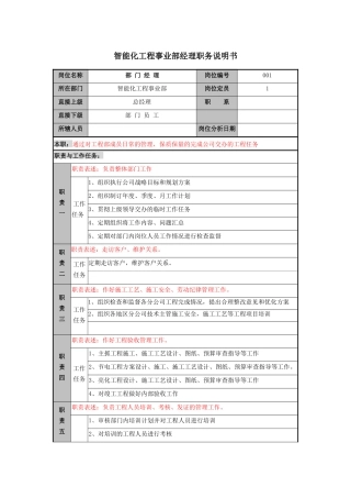 智能化工程事务部职务说明书1