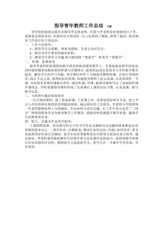 指导青年教师总结
