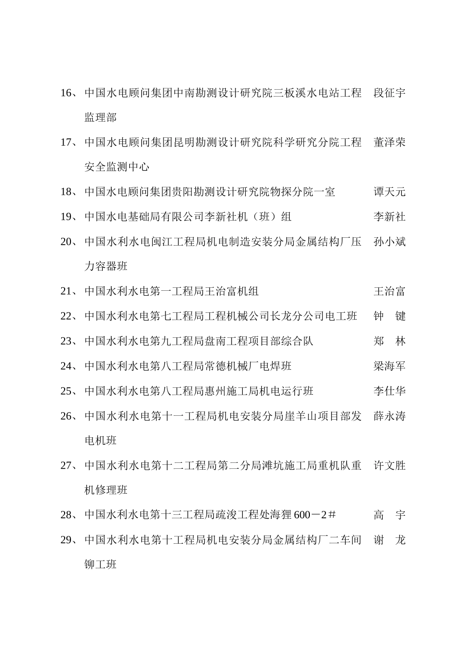 关于表彰全国电力行业优秀班组、_第2页