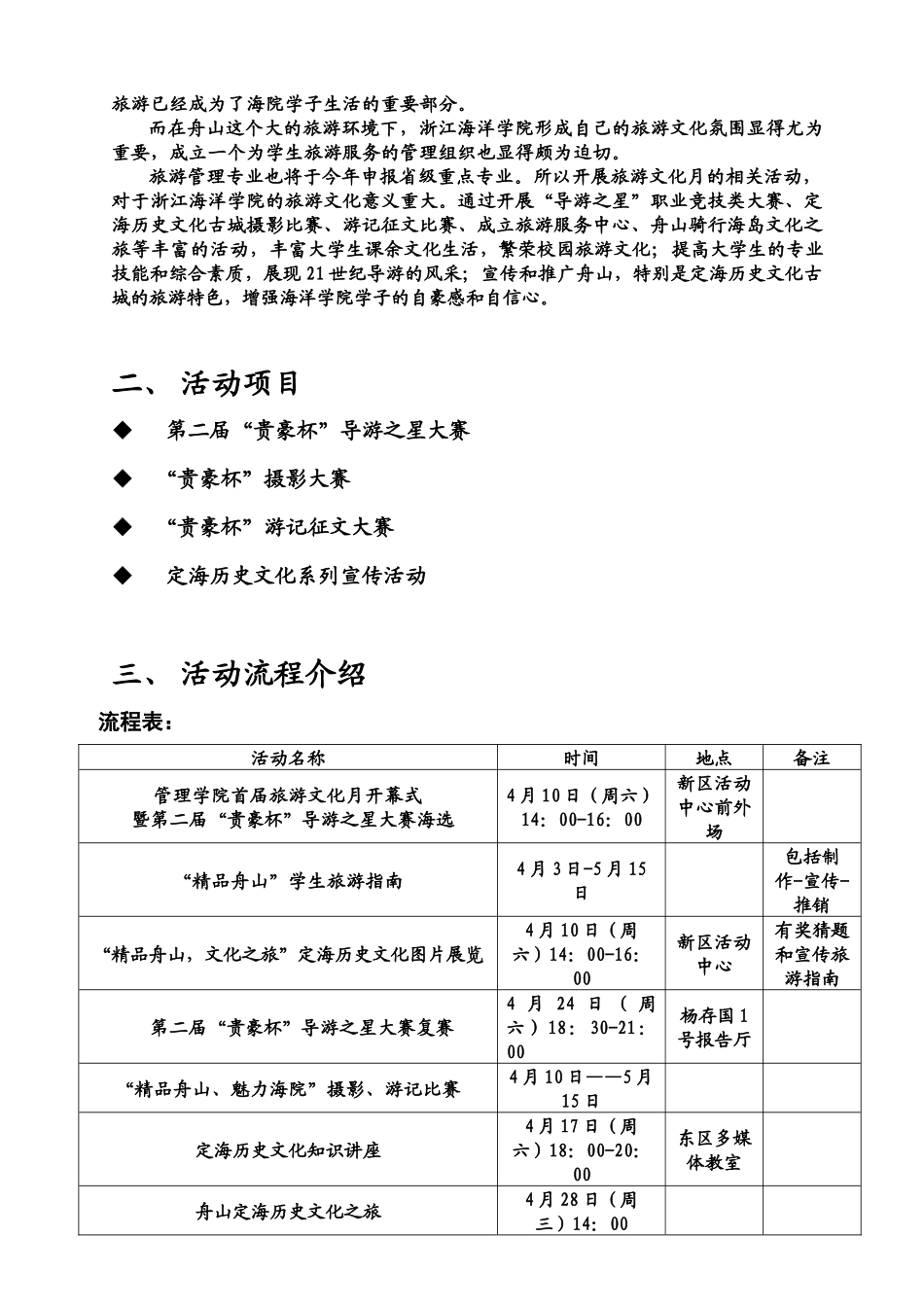 ~正版~首届浙江海洋学院旅游月策划书_第2页