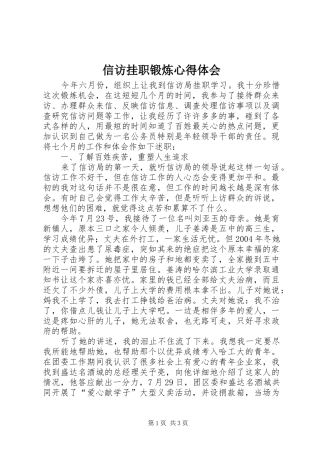 信访挂职锻炼心得体会