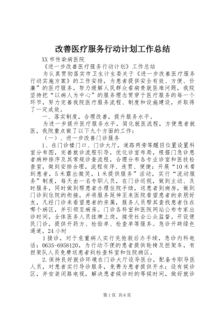 改善医疗服务行动计划工作总结 