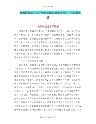 县旧村改造五年计划与县林业局安全生产工作计划汇编