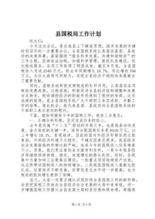 县国税局工作计划 