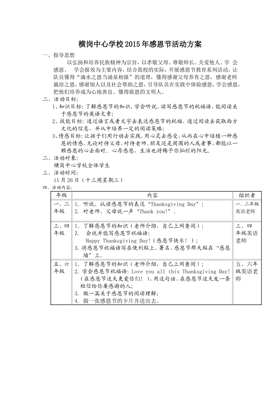 2015年感恩节活动方案_第1页