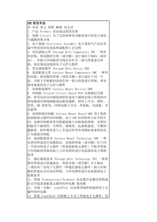SMT常用术语