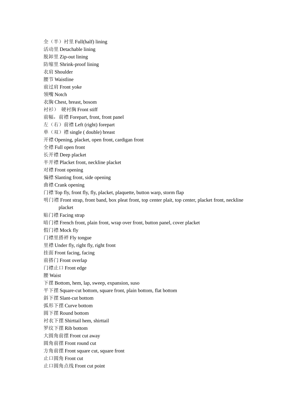 【房地产】服装部位英语表达：上下装部位_第3页