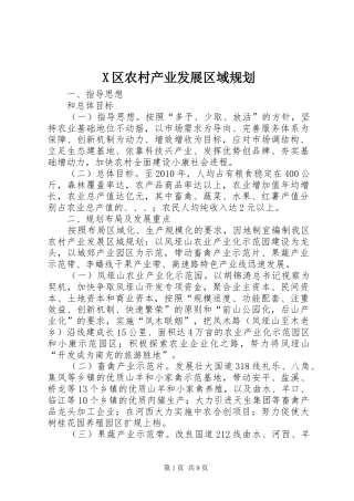 X区农村产业发展区域规划 