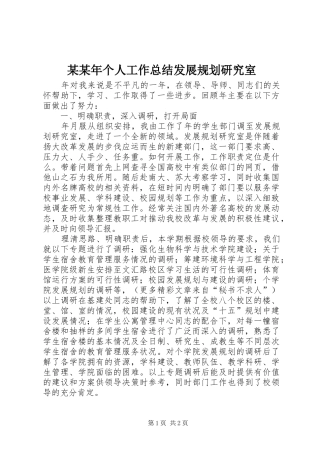 某某年个人工作总结发展规划研究室 