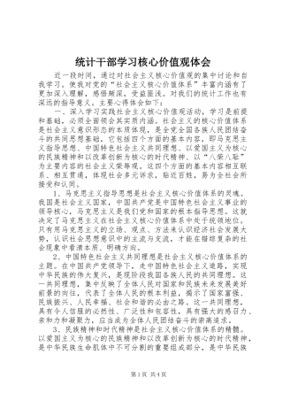统计干部学习核心价值观体会