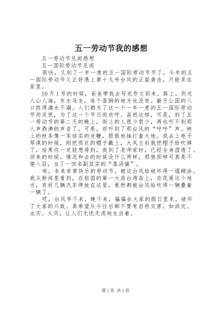 五一劳动节我的感想