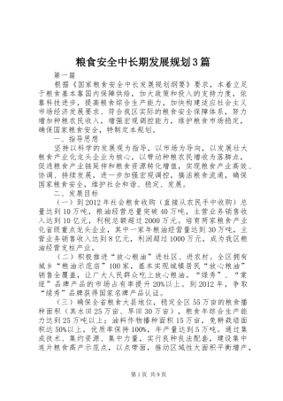 粮食安全中长期发展规划3篇