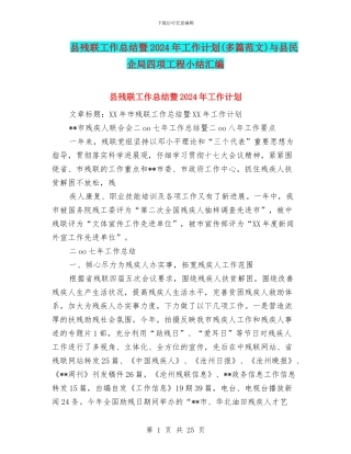 县残联工作总结暨2024年工作计划与县民企局四项工程小结汇编