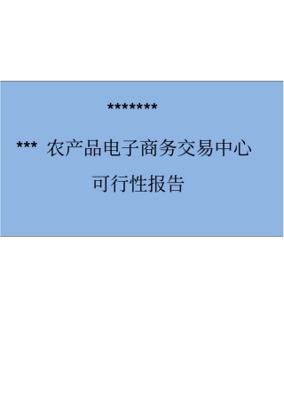 农产品电子商务可行性研究报告