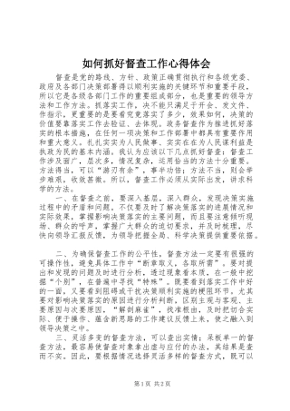 如何抓好督查工作心得体会