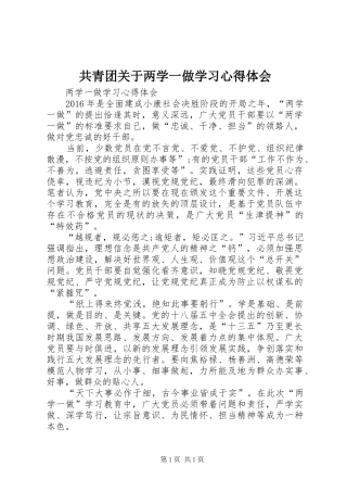 共青团关于两学一做学习心得体会