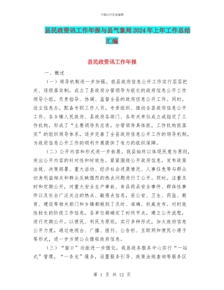 县民政资讯工作年报与县气象局2024年上年工作总结汇编