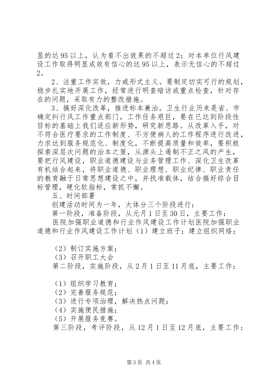 医院加强职业道德和行业作风建设工作计划 _第3页