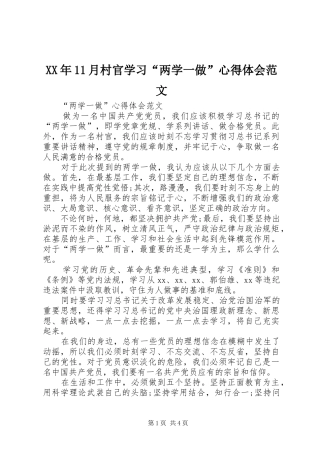 XX年11月村官学习“两学一做”心得体会范文