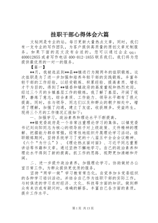 挂职干部心得体会六篇