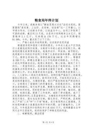 粮食局年终计划 