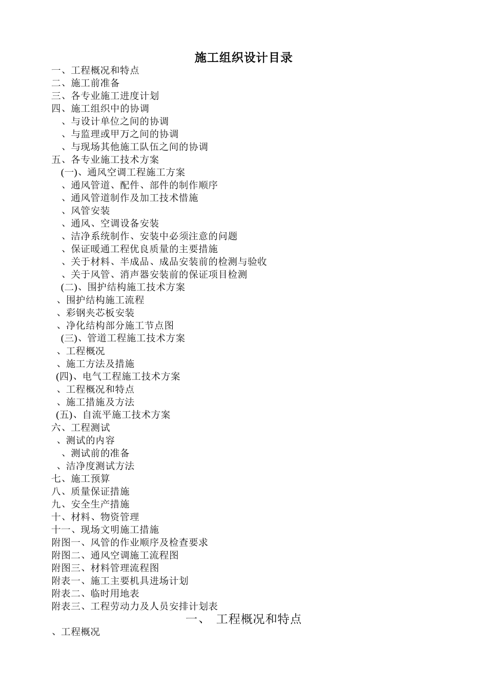 洁净空调施工组织设计(DOC31页)_第1页