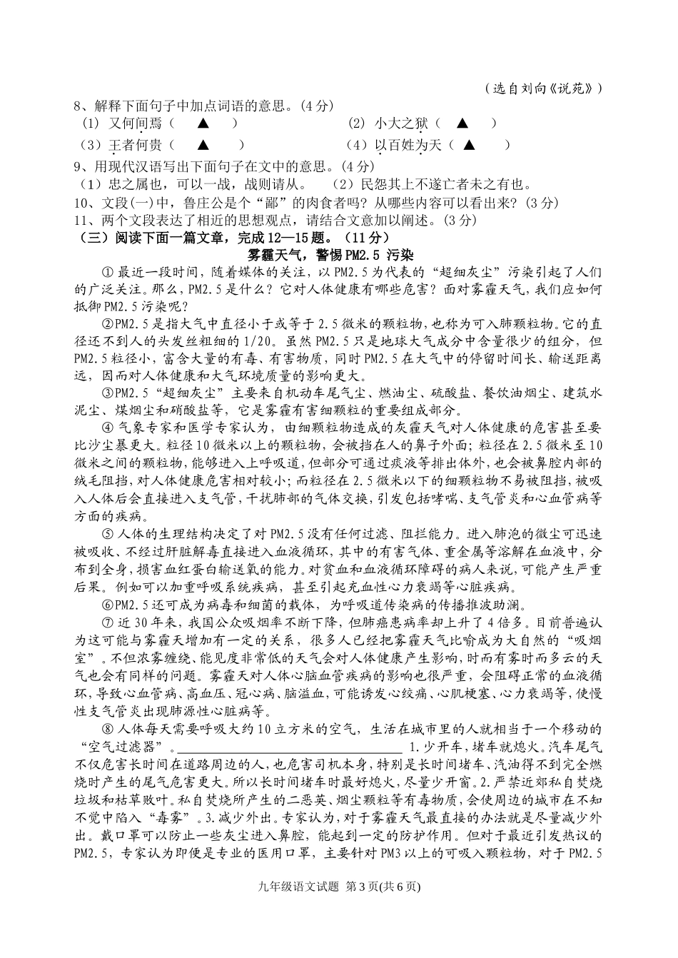 新区2013年中考模拟考试语文试题（20135）_第3页