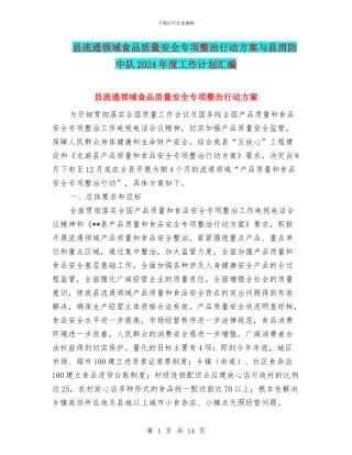 县流通领域食品质量安全专项整治行动方案与县消防中队2024年度工作计划汇编