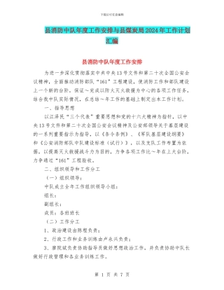 县消防中队年度工作安排与县煤炭局2024年工作计划汇编