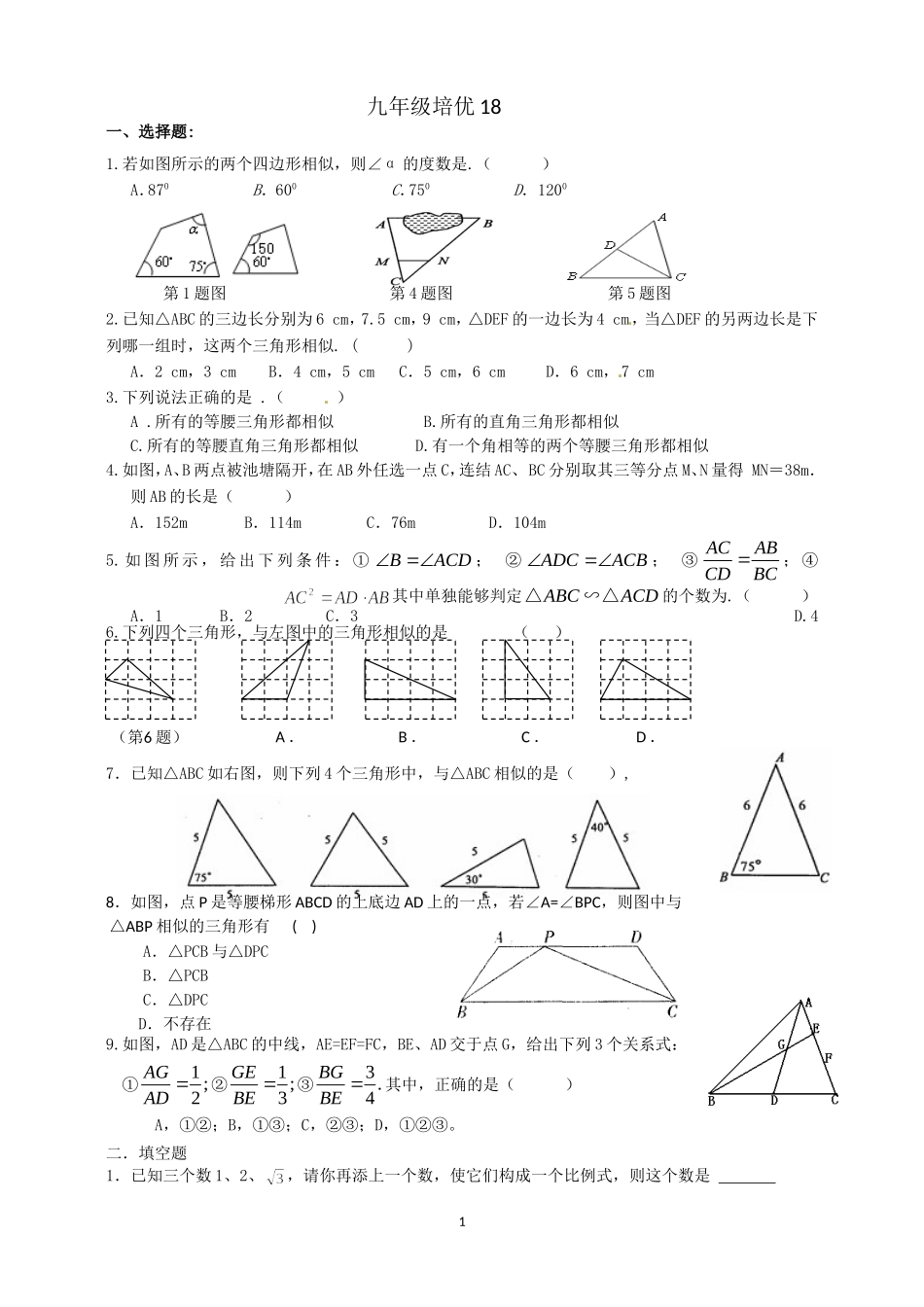 九年级上培优试卷18_第1页