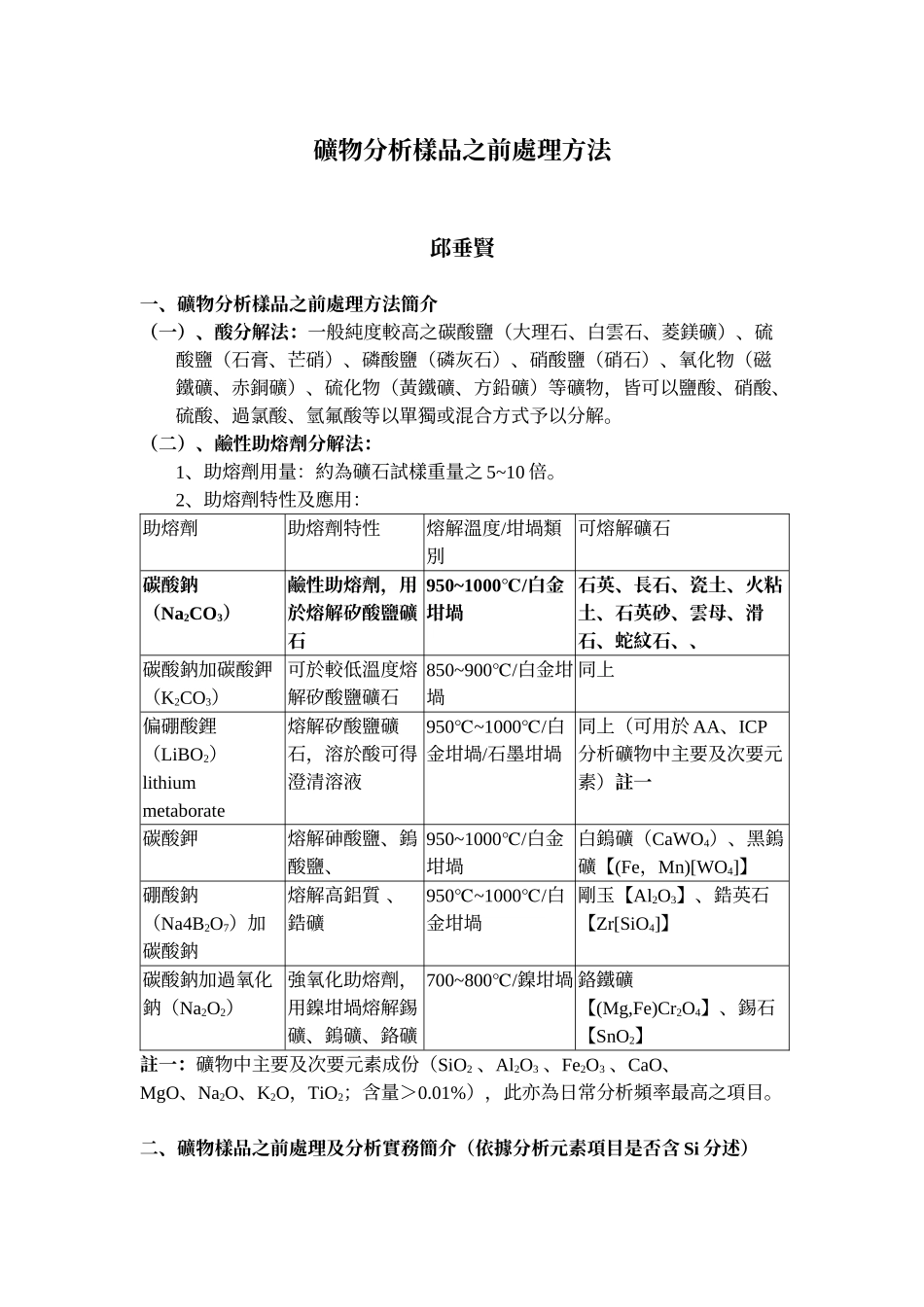 矿物分析样品之前处理方法_第1页