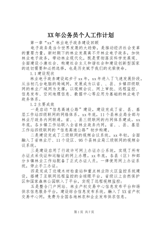 XX年公务员个人工作计划 