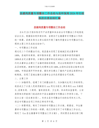 县猪肉质量专项整治工作总结与县环保局2024年行政执法自查总结汇编