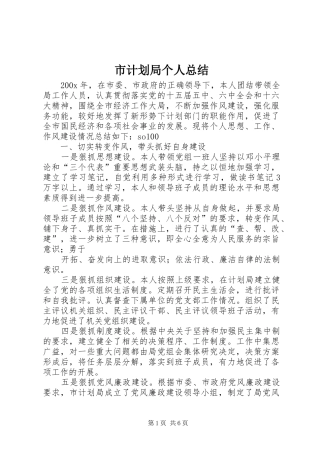 市计划局个人总结 